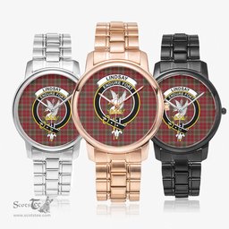 Scottish Lindsay Weathered Watch Tartan Crest Folding Clasp Classic Plaid Watch Scottish Plaid Tartan Plaid - ScotsTee - scotstee.com