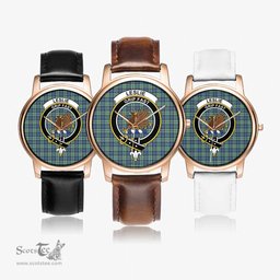 Scottish Leslie Hunting Ancient Watch Tartan Crest Leather Strap Classic Plaid Watch Scottish Plaid Tartan Plaid - ScotsTee - scotstee.com