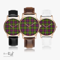 Scottish MacDonald of Clanranald Watch Tartan Leather Strap Classic Plaid Watch Scottish Plaid Tartan Plaid - ScotsTee - scotstee.com