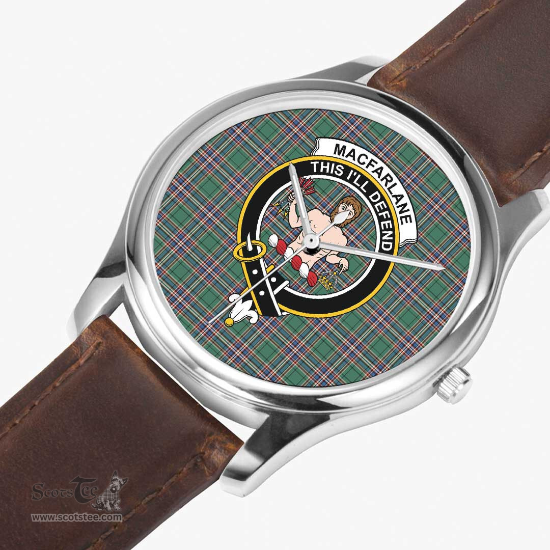Scottish MacFarlane Hunting Modern Watch Tartan Crest Leather Strap Classic Plaid Watch Scottish Plaid Tartan Plaid - ScotsTee - scotstee.com