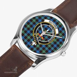 Scottish Guthrie Modern Watch Tartan Crest Leather Strap Classic Plaid Watch Scottish Plaid Tartan Plaid - ScotsTee - scotstee.com