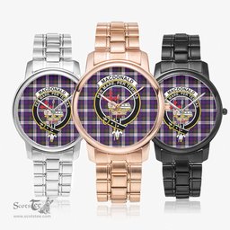 Scottish MacDonald Dress Modern Watch Tartan Crest Folding Clasp Classic Plaid Watch Scottish Plaid Tartan Plaid - ScotsTee - scotstee.com