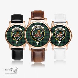 Scottish MacAulay Hunting Ancient Watch Tartan Crest Leather Strap Classic Plaid Watch Scottish Plaid Tartan Plaid - ScotsTee - scotstee.com