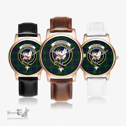 Scottish Lockhart Modern Watch Tartan Crest Leather Strap Classic Plaid Watch Scottish Plaid Tartan Plaid - ScotsTee - scotstee.com