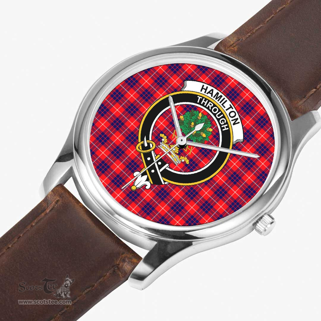 Scottish Hannay Modern Watch Tartan Crest Leather Strap Classic Plaid Watch Scottish Plaid Tartan Plaid - ScotsTee - scotstee.com