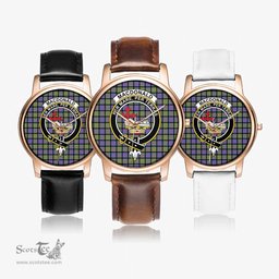 Scottish MacDonald Ancient Watch Tartan Crest Leather Strap Classic Plaid Watch Scottish Plaid Tartan Plaid - ScotsTee - scotstee.com