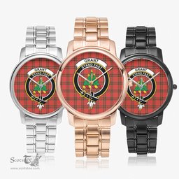 Scottish Grant Weathered Watch Tartan Crest Folding Clasp Classic Plaid Watch Scottish Plaid Tartan Plaid - ScotsTee - scotstee.com
