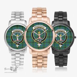 Scottish Henderson Ancient Watch Tartan Crest Folding Clasp Classic Plaid Watch Scottish Plaid Tartan Plaid - ScotsTee - scotstee.com