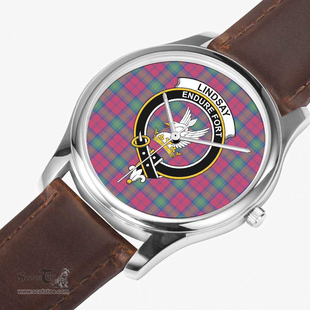 Scottish Lindsay Modern Watch Tartan Crest Leather Strap Classic Plaid Watch Scottish Plaid Tartan Plaid - ScotsTee - scotstee.com