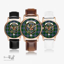 Scottish Wishart Hunting Modern Watch Tartan Crest Leather Strap Classic Plaid Watch Scottish Plaid Tartan Plaid - ScotsTee - scotstee.com