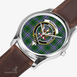 Scottish Wishart Hunting Modern Watch Tartan Crest Leather Strap Classic Plaid Watch Scottish Plaid Tartan Plaid - ScotsTee - scotstee.com