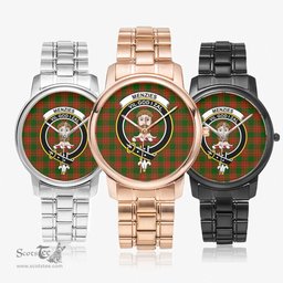 Scottish Menzies Green Modern Watch Tartan Crest Folding Clasp Classic Plaid Watch Scottish Plaid Tartan Plaid - ScotsTee - scotstee.com