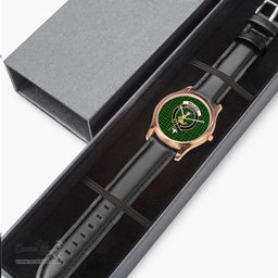 Scottish Wallace Hunting - Green Watch Tartan Crest Leather Strap Classic Plaid Watch Scottish Plaid Tartan Plaid - ScotsTee - scotstee.com