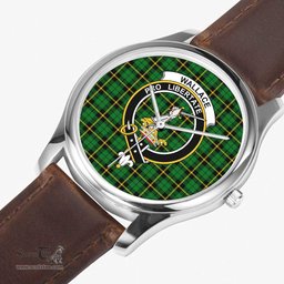 Scottish Wallace Hunting - Green Watch Tartan Crest Leather Strap Classic Plaid Watch Scottish Plaid Tartan Plaid - ScotsTee - scotstee.com