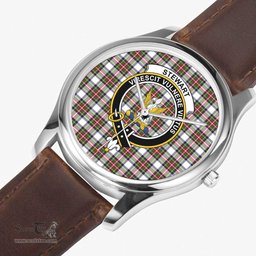 Scottish Stewart Dress Modern Watch Tartan Crest Leather Strap Classic Plaid Watch Scottish Plaid Tartan Plaid - ScotsTee - scotstee.com