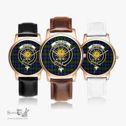 Scottish MacLeod of Harris Modern Watch Tartan Crest Leather Strap Classic Plaid Watch Scottish Plaid Tartan Plaid - ScotsTee - scotstee.com