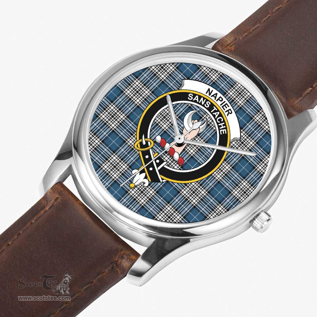 Scottish Napier Modern Watch Tartan Crest Leather Strap Classic Plaid Watch Scottish Plaid Tartan Plaid - ScotsTee - scotstee.com