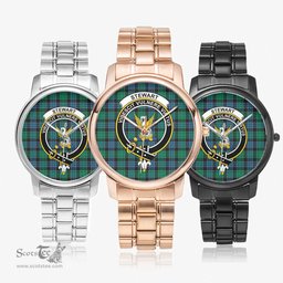Scottish Stewart Old Ancient Watch Tartan Crest Folding Clasp Classic Plaid Watch Scottish Plaid Tartan Plaid - ScotsTee - scotstee.com