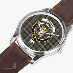 Scottish Stewart Old Weathered Watch Tartan Crest Leather Strap Classic Plaid Watch Scottish Plaid Tartan Plaid - ScotsTee - scotstee.com