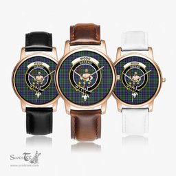 Scottish Wood Modern Watch Tartan Crest Leather Strap Classic Plaid Watch Scottish Plaid Tartan Plaid - ScotsTee - scotstee.com