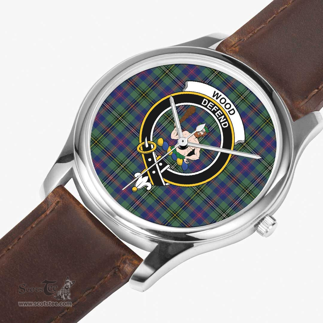 Scottish Wood Modern Watch Tartan Crest Leather Strap Classic Plaid Watch Scottish Plaid Tartan Plaid - ScotsTee - scotstee.com