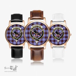 Scottish Rutherford Watch Tartan Crest Leather Strap Classic Plaid Watch Scottish Plaid Tartan Plaid - ScotsTee - scotstee.com
