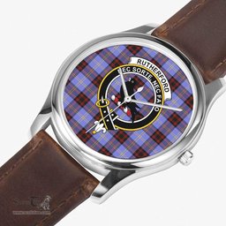 Scottish Rutherford Watch Tartan Crest Leather Strap Classic Plaid Watch Scottish Plaid Tartan Plaid - ScotsTee - scotstee.com