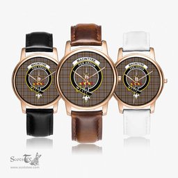 Scottish MacIntyre Hunting Weathered Watch Tartan Crest Leather Strap Classic Plaid Watch Scottish Plaid Tartan Plaid - ScotsTee - scotstee.com