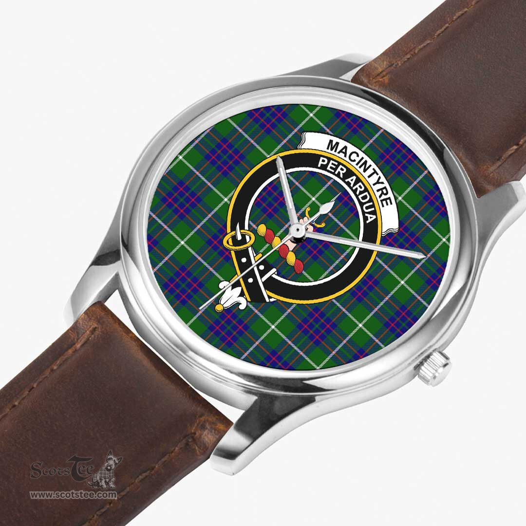 Scottish MacIntyre Hunting Weathered Watch Tartan Crest Leather Strap Classic Plaid Watch Scottish Plaid Tartan Plaid - ScotsTee - scotstee.com