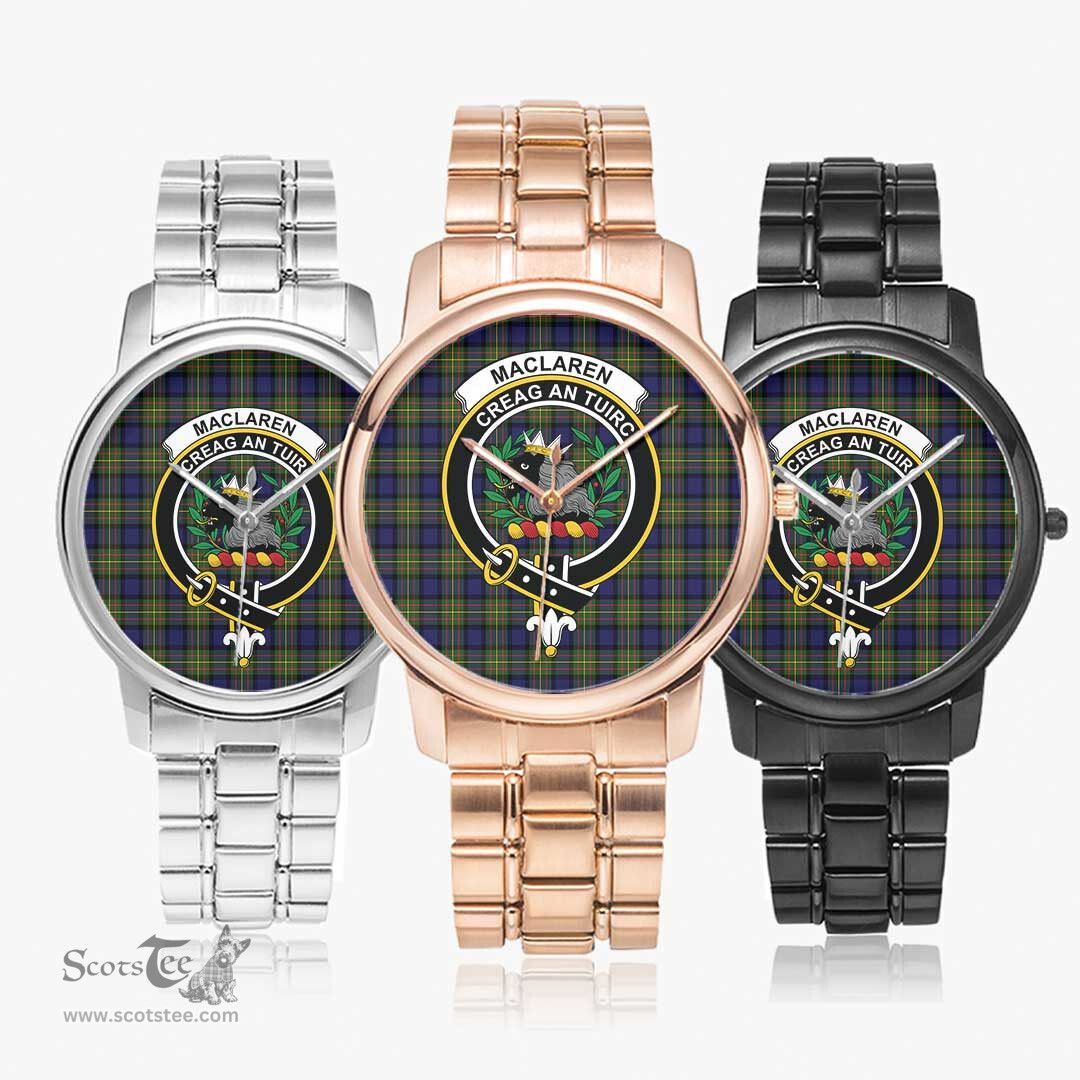 Scottish MacLaren Modern Watch Tartan Crest Folding Clasp Classic Plaid Watch Scottish Plaid Tartan Plaid - ScotsTee - scotstee.com
