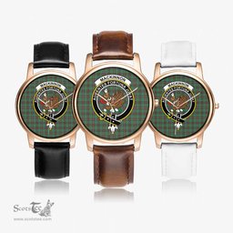 Scottish MacKinnon Hunting Ancient Watch Tartan Crest Leather Strap Classic Plaid Watch Scottish Plaid Tartan Plaid - ScotsTee - scotstee.com