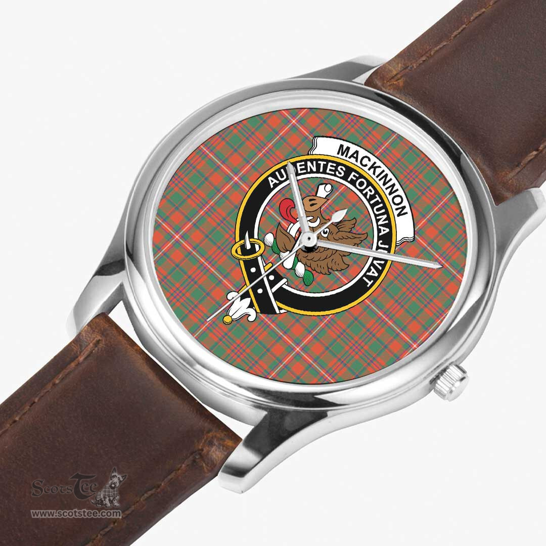Scottish MacKinnon Hunting Ancient Watch Tartan Crest Leather Strap Classic Plaid Watch Scottish Plaid Tartan Plaid - ScotsTee - scotstee.com