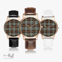 Scottish MacLeod of Harris Weathered Watch Tartan Leather Strap Classic Plaid Watch Scottish Plaid Tartan Plaid - ScotsTee - scotstee.com