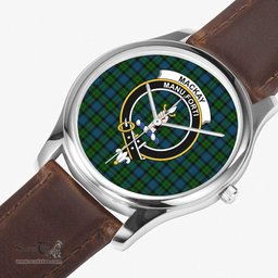 Scottish MacKay Weathered Watch Tartan Crest Leather Strap Classic Plaid Watch Scottish Plaid Tartan Plaid - ScotsTee - scotstee.com