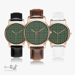 Scottish MacKinnon Hunting Ancient Watch Tartan Leather Strap Classic Plaid Watch Scottish Plaid Tartan Plaid - ScotsTee - scotstee.com