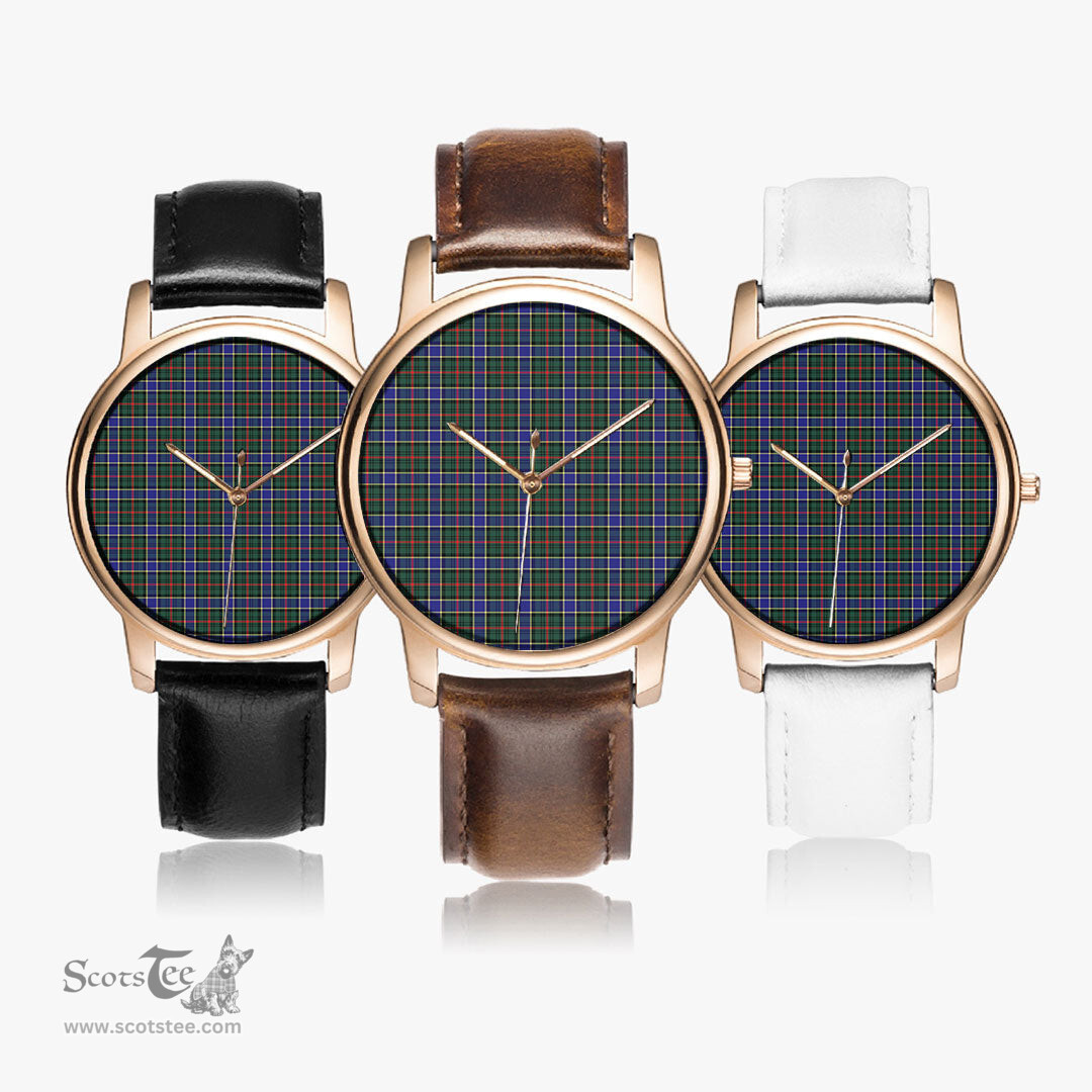 Scottish Ogilvie Hunting Modern Watch Tartan Leather Strap Classic Plaid Watch Scottish Plaid Tartan Plaid - ScotsTee - scotstee.com