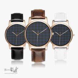 Scottish Ogilvie Hunting Modern Watch Tartan Leather Strap Classic Plaid Watch Scottish Plaid Tartan Plaid - ScotsTee - scotstee.com