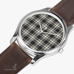 Scottish Menzies Black & White Ancient Watch Tartan Leather Strap Classic Plaid Watch Scottish Plaid Tartan Plaid - ScotsTee - scotstee.com
