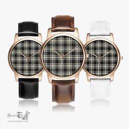 Scottish Menzies Black & White Ancient Watch Tartan Leather Strap Classic Plaid Watch Scottish Plaid Tartan Plaid - ScotsTee - scotstee.com