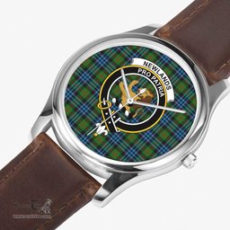 Scottish Newlands of Lauriston Watch Tartan Crest Leather Strap Classic Plaid Watch Scottish Plaid Tartan Plaid - ScotsTee - scotstee.com