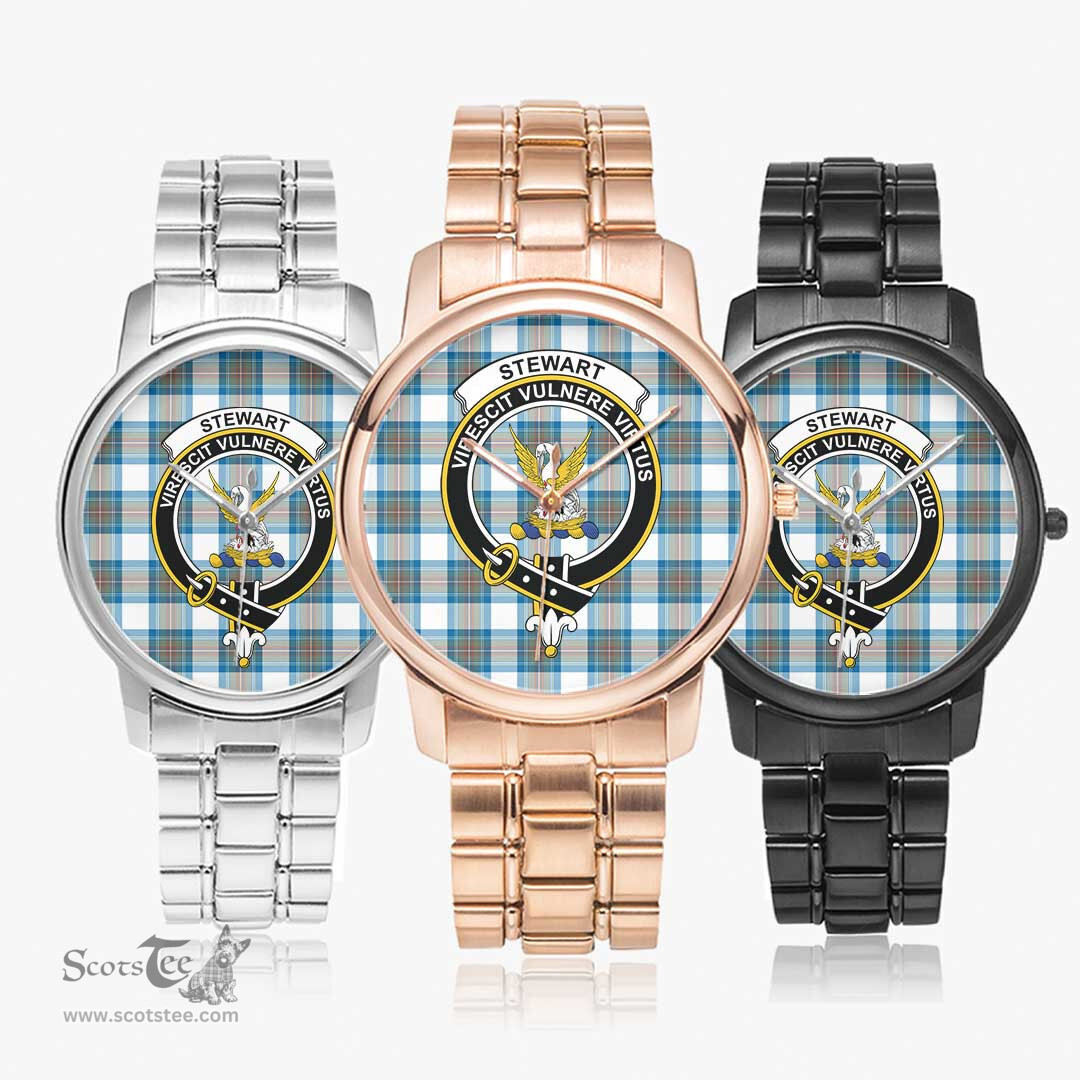 Scottish Stewart Muted Blue Watch Tartan Crest Folding Clasp Classic Plaid Watch Scottish Plaid Tartan Plaid - ScotsTee - scotstee.com