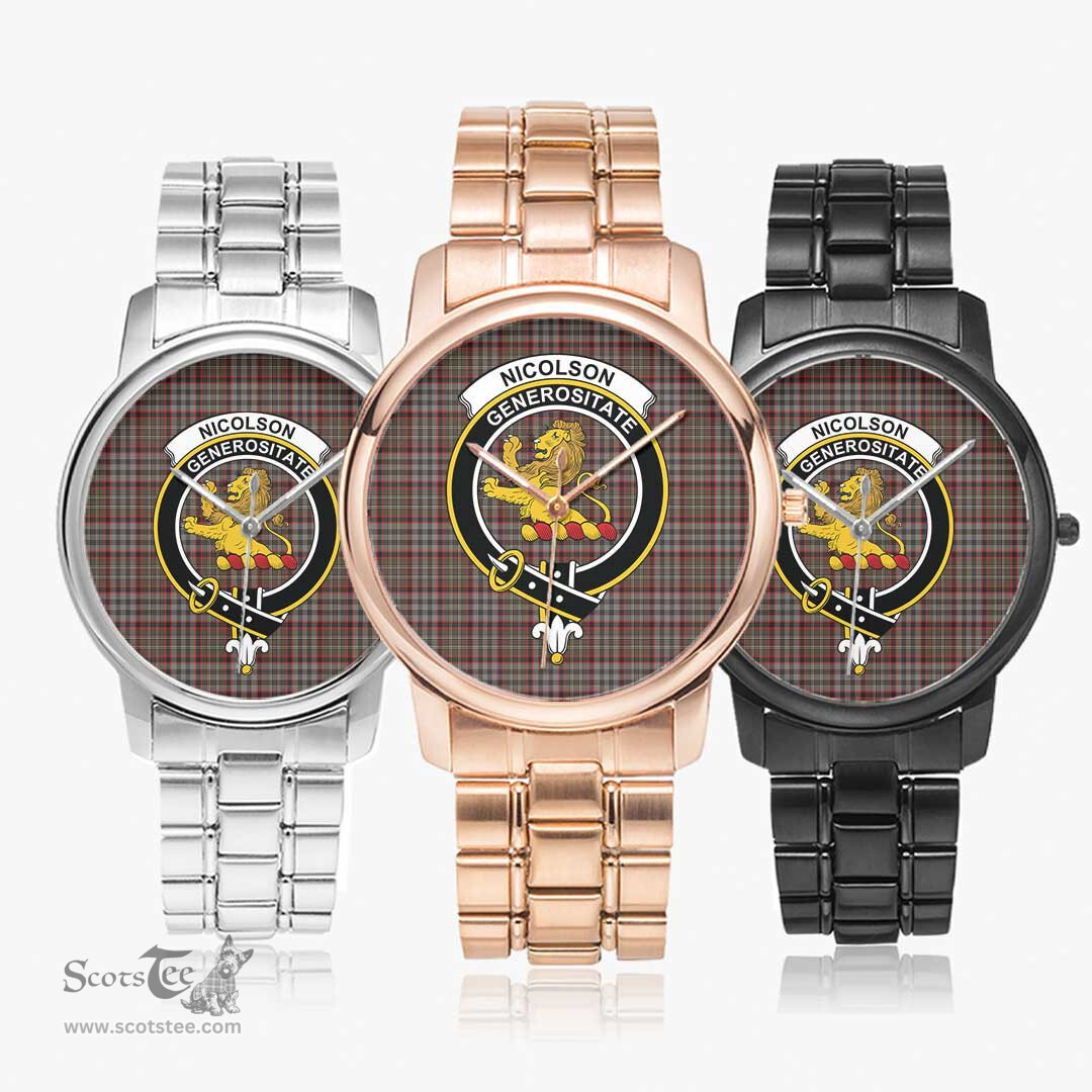 Scottish Nicolson Hunting Weathered Watch Tartan Crest Folding Clasp Classic Plaid Watch Scottish Plaid Tartan Plaid - ScotsTee - scotstee.com
