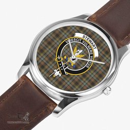 Scottish Stewart Hunting Weathered Watch Tartan Crest Leather Strap Classic Plaid Watch Scottish Plaid Tartan Plaid - ScotsTee - scotstee.com