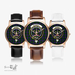 Scottish Russell Modern Watch Tartan Crest Leather Strap Classic Plaid Watch Scottish Plaid Tartan Plaid - ScotsTee - scotstee.com