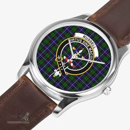 Scottish Russell Modern Watch Tartan Crest Leather Strap Classic Plaid Watch Scottish Plaid Tartan Plaid - ScotsTee - scotstee.com