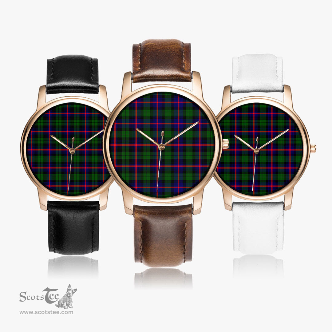 Scottish Urquhart Modern Watch Tartan Leather Strap Classic Plaid Watch Scottish Plaid Tartan Plaid - ScotsTee - scotstee.com