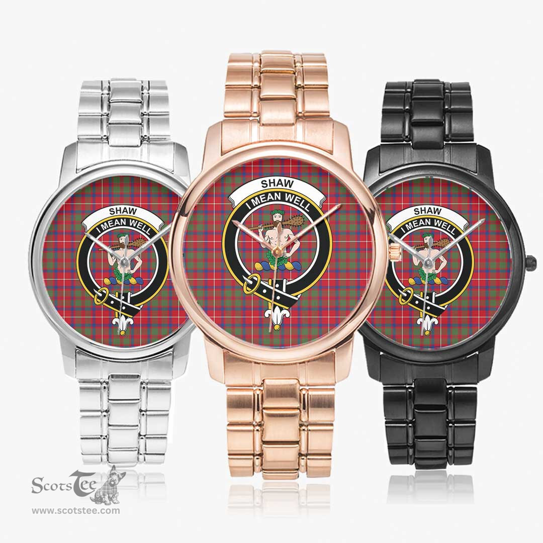Scottish Shaw Red Modern Watch Tartan Crest Folding Clasp Classic Plaid Watch Scottish Plaid Tartan Plaid - ScotsTee - scotstee.com