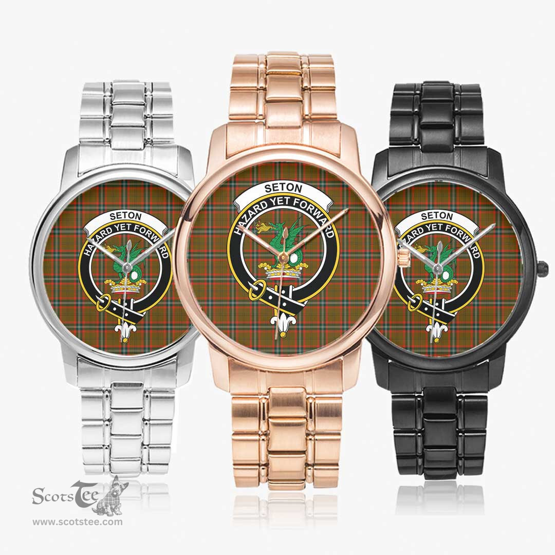 Scottish Seton Hunting Modern Watch Tartan Crest Folding Clasp Classic Plaid Watch Scottish Plaid Tartan Plaid - ScotsTee - scotstee.com