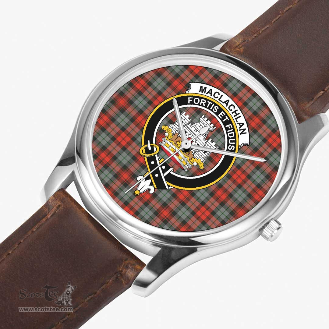 Scottish MacLaine of Loch Buie Hunting Ancient Watch Tartan Crest Leather Strap Classic Plaid Watch Scottish Plaid Tartan Plaid - ScotsTee - scotstee.com