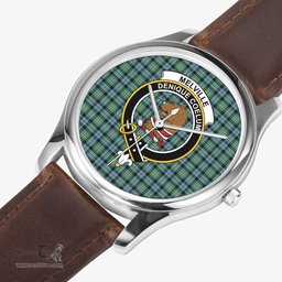 Scottish Melville Watch Tartan Crest Leather Strap Classic Plaid Watch Scottish Plaid Tartan Plaid - ScotsTee - scotstee.com